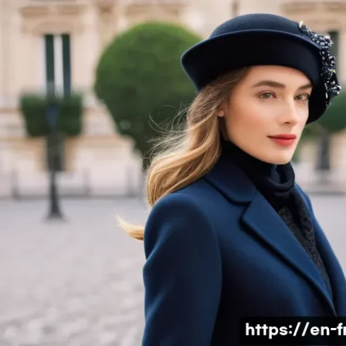 Home 28 프랑스어 패션 용어 정리 - A sophisticated French woman standing on a Parisian street wearing a classic "tailleur" — a fitted, ...