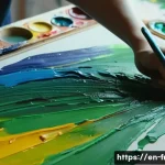 프랑스어 미술 용어 - A detailed close-up of an artist&rsquo;s hand skillfully applying thick, textured brushstrokes with a vari...
